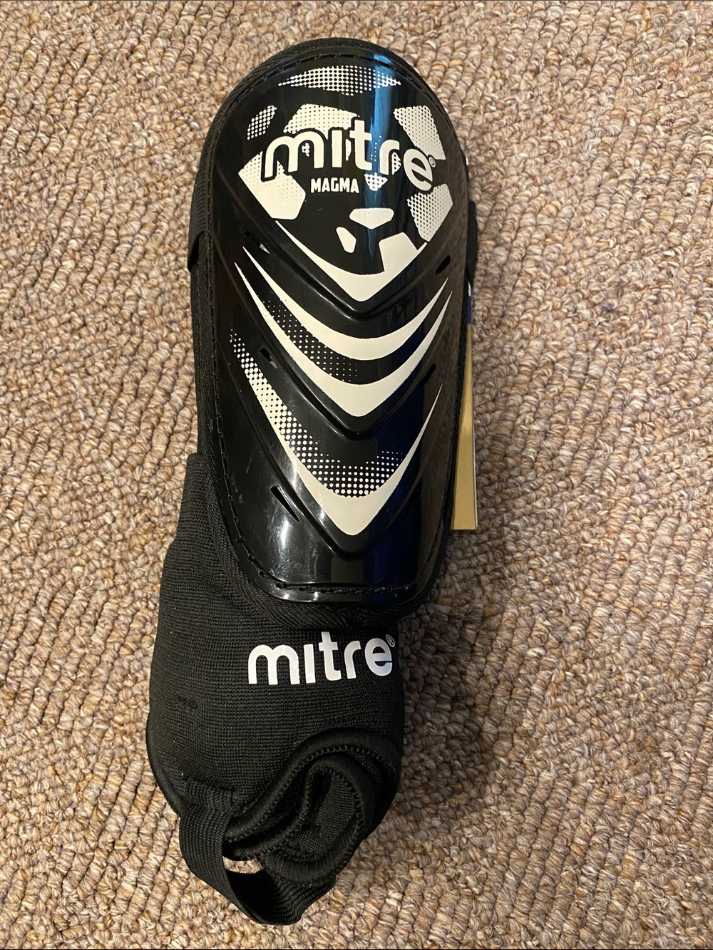 Mitre Magma Black & White Soccer Shin Guards- Adult